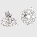 Vintage hollow flower stud earrings in silver stainless steel with bohemian mandala pattern - 14mm Hollow Flower / Steel