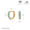 Detailed size chart of S925 sterling silver hoop earrings with blue zircon stones - Inner 7mm / Gold (Gold Plated)