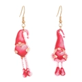 Detail of red acrylic gnome earrings with heart motif for Valentine's Day - Gnome Red Hat Style (9414) / KC Gold