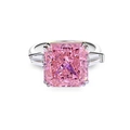 S925 sterling silver ring featuring radiant pink zircon and trapezoid side stones - Radiant Cut Pink Zirconia (FDJZ-082)