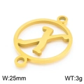 Golden stainless steel hollow round geometric charm pendant with letter X DIY accessory - Letter Z(KLJ8573-Z)