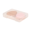 Mini finger powder puff set in a clear plastic storage case with khaki and pink tones - 2-Piece Set (Rectangular Box)