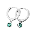 Orecchini a cerchio in argento 925 con micro-pavé di diamanti e pietre verdi rotonde - Argento 925 / Zircone Verde - Oro Bianco