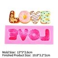 Pink silicone mold for LOVE shaped donuts fondant cake and handmade soap making - Pink