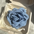 Elegant blue denim fabric rose hair claw clip displayed in eco-friendly packaging box - 9.5CM / Light Denim Blue