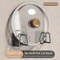 Gunmetal grey stainless steel wall-mounted lid rack pair with no-drill design - Stainless Steel / One Pair / Gunmetal