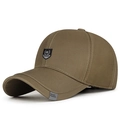 Khakifarbene Business-Baseballkappe mit DINGHAN-Badge und gebogenem Schirm für Freizeit - Kaffeebraun