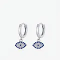 Elegante S925 Sterlingsilber Evil Eye Ohrhänger mit blauen und weißen Zirkonia Steinen - 925 Silber Böser Blick Creolen