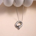 Minimalist silver-plated circular balloon pendant necklace with delicate chain - Letter Q - Silver