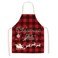 Red and black checkered Christmas Ale apron with reindeer and Santa Claus motifs - A21-Red Black Plaid Christmas Ale