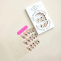 Star press-on nagelset met strassteentjes en roze vijl in uitgesneden verpakking - Groene Ster Strass Stijl (XA-84-48)