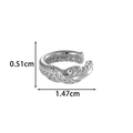Silberne gedrehte U-Ohrklemme mit Zirkon-Herz, Maße 0,51 cm mal 1,47 cm groß - Gedrehte X-Form mit Steinen (2616-2# Silber)