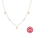 Elegante collana in argento sterling S925 con pendenti a farfalla e diamanti incastonati - Argento 925 / Oro