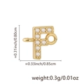 18k gold plated letter F charm with sparkling cubic zirconia and double hanging loops - Letter F