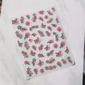 3D embossed floral nail art sticker TS-2614 with pink watercolor rose designs - Watercolour Flowers - New Relief (TS-2614)