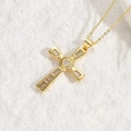 Collana con ciondolo a croce placcata in oro 14K con zirconi brillanti incastonati - Zirconia Bianca