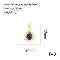 Technical drawing of a 13x8mm 18K gold plated teardrop pendant with blue stone and dimensions - Sodalite-Large Teardrop Pendant