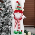 Christmas gnome curtain tieback with red and green striped outfit for holiday decor - Elf