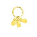 Golden cartoon cat keychain with three charms on a polished stainless steel ring - 3 Cats / Gold