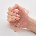 Pink glitter French 3D nail stickers model DQ-45 with self-adhesive backing on sheet - DQ-45 Pink Glitter French