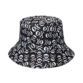Hip hop black bucket hat featuring white skull and crossbones pattern for men and women - Classic Skull Crossbones Print (Q)