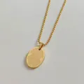 Minimalistische goldene Perlenkette mit ovalem Good Luck Anhänger für Damen - Goldene Halskette (C422) / Gold