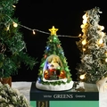 Dettaglio di carillon a forma di albero di Natale rotante con luci LED e scena in miniatura - Stile Albero di Natale Verde