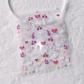 5D stereoscopic pink nail stickers with bows, cherries and stars on a white background - Pink Fashion Style (TS-2583)
