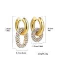 18K gold plated stainless steel geometric oval hoop earrings with full crystal pave - Gold
