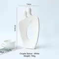 White ceramic abstract couple figurine in matte finish for modern home decor, 27.5cm tall - Couple Large White