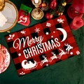 Buffalo plaid Christmas placemat with Santa and Merry Christmas text for dining decor - CD30-7