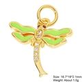 Detaillierter Libellenanhänger aus Gold mit grünem Emaille und Maßen 16,7*18*2,1 mm - Grüner Emaille Libellen-Stil (4)