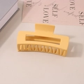 Matte yellow rectangular hair claw clip with hollow design on minimalist background - #23 Frosted Ginger Yellow - 10.5cm / Bulk (No Packaging)