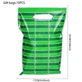 Green American football field themed plastic gift bags with top handle, 10-piece set - Green Football