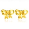 Elegant gold bow-shaped stud earrings in polished stainless steel for women - 3D Ribbon Bow Stud