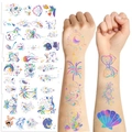 Wasserfeste bunte Cartoon-Tattoos mit Blumen- und Tierdesigns für Partys und Events - INS Serie (10 Blätter/Packung)