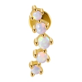 Gold-plated stainless steel cartilage stud earring with five round white opal stones - 1.2x6mm / Gold-OP17 Opal Curved