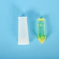 Conical silicone mold for resin casting with a finished green glitter crystal pendant - Mirror 3D Pendulum Mold-06
