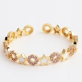 Gold-plated open ring with white enamel stars and purple zircon circular details - Star White