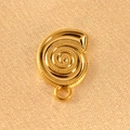 Detailed view of a gold snail shell pendant with spiral texture and matte finish - Spotted Conch (16.6mm)