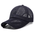 Casquette de baseball en maille respirante bleu marine avec broderie sport R - Bleu marine / Réglable
