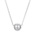 Minimalistische silberne Titanstahl-Halskette mit poliertem Kugelanhänger für Damen - Glatte Perle Silber (KN235288-Z)