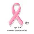 Broche de lazo rosa grande con borde metálico plateado y cierre de mariposa metálico - Grande / Rosa