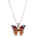 Collier d'amitié papillon bohème avec pendentif aux ailes orange et noires fines - A2689-2 (Papillon Monarque Orange Noir)