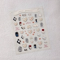Silver jelly nail stickers with heart, cloud, and abstract geometric metallic patterns - KX464 Hot Silver Jelly Glue