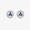 Silver earring studs featuring blue and clear gemstones in a minimalist design - Platinum (Studs - Blue Stone)
