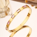 【223】gold Square Pink Diamond Bangle