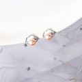 Cloud-shaped silver stud earrings with soft pink pearl inlay and polished finish - Silver Earring Back Style / Pink Pearl-Silver