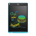 Blue 12-inch LCD writing tablet for kids with colorful rainbow drawing and stylus - Blue / 12 Inch