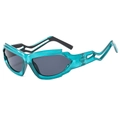Gafas de sol Y2K futuristas con montura translúcida verde azulado y lentes grises - Montura Azul Lente Gris
